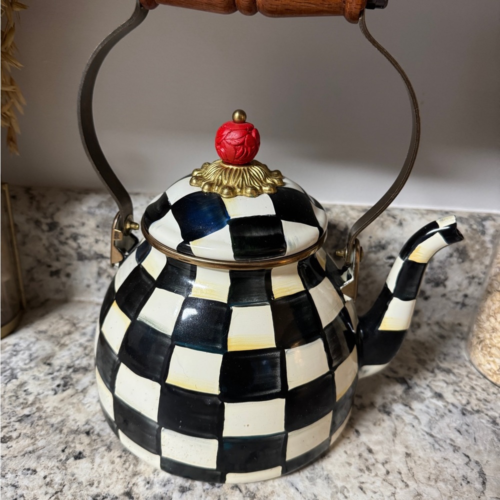 MacKenzie-Childs Tea Kettle in Courtly Check